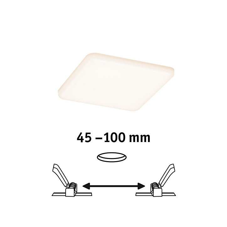 Panneau LED à encastrer Varifit Veluna 900lm 8,5w IP44 L.125, x l.12,5 cm blanc chaud Paulmann transparent
