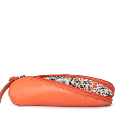 Trousse cuir twisty orange