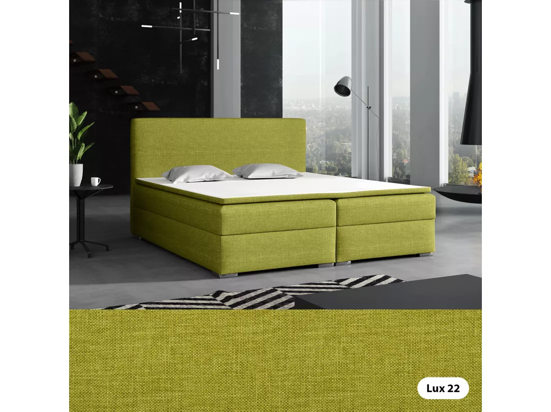 LIT BOXSPRING avec surmatelas Soler 200x200 cm, Lux 22 (Jaune-vert)