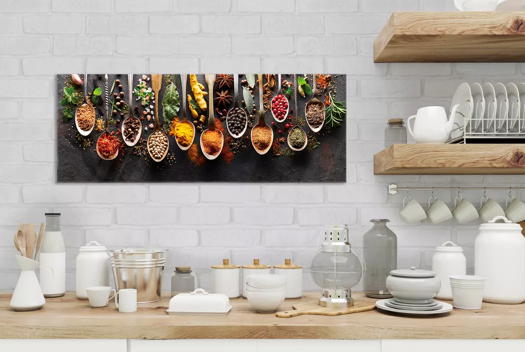 Glasbild 30 x 80 cm Herbs and spices