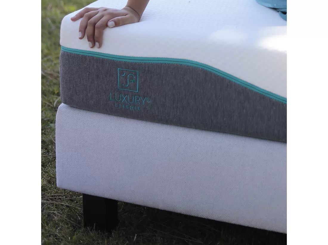 Sommier tapissier 140x190, gris, Gamme Prestige Hôtel, bois massif + pieds offerts