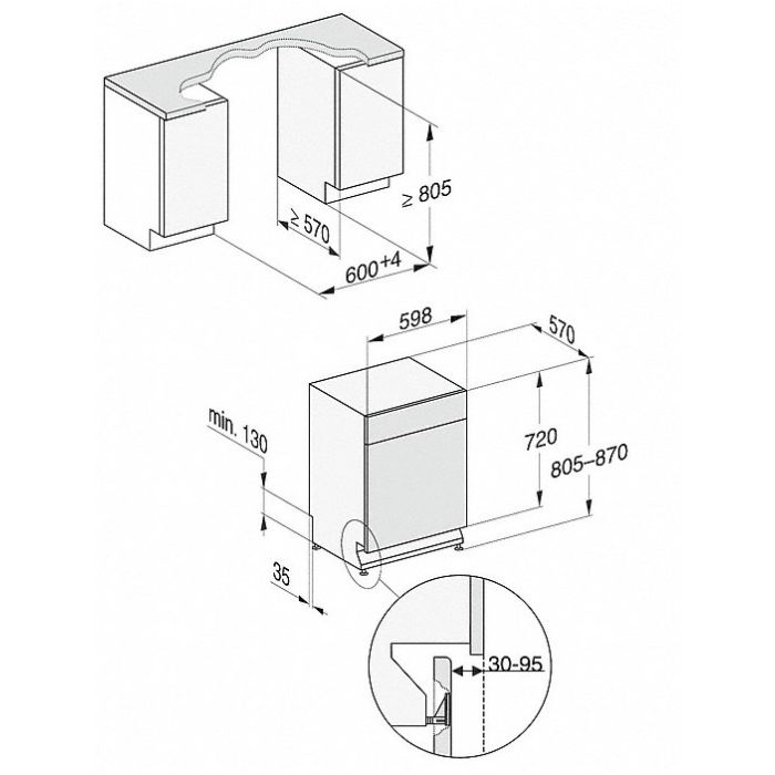 Miele Unterbau-Geschirrspüler G 7110 SCU AutoDos Brillantweiß