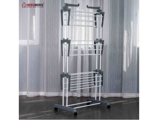 HERZBERG - Séchoir multifonctions 20m d'étendage gris hg8034-gry