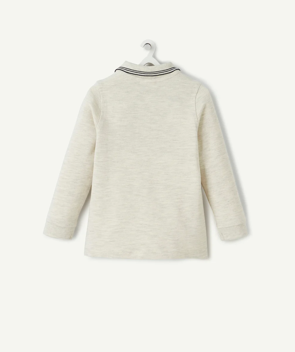 POLO GRIS EN COTON PIQUÉ AVEC MESSAGE BRODÉ BÉBÉ GARÇON
