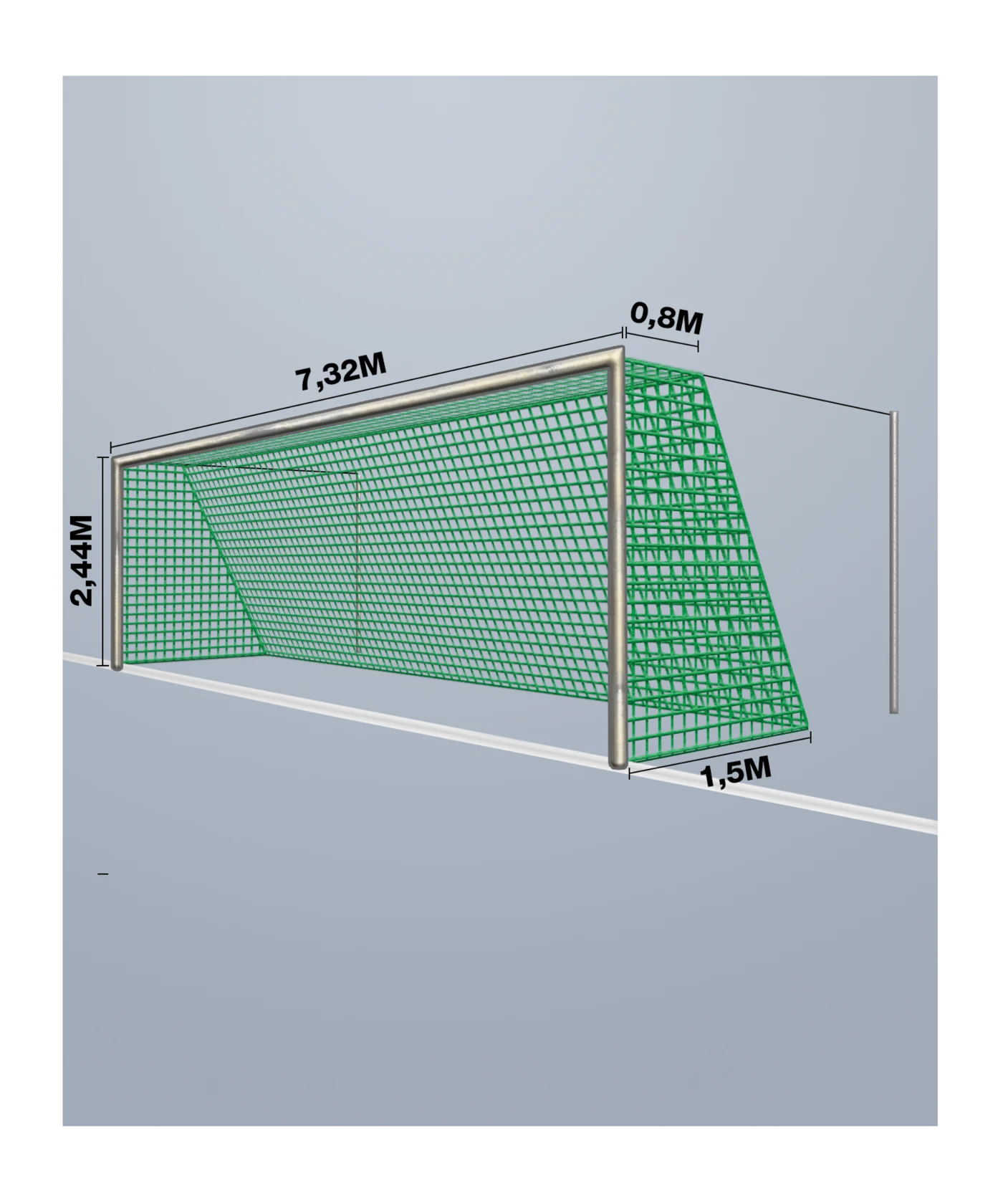 Cawila Tornetz 7,50x2,50m | Tiefe 0,8x1,5m | Maschenweite 12cm | Stärke 4mm | grün