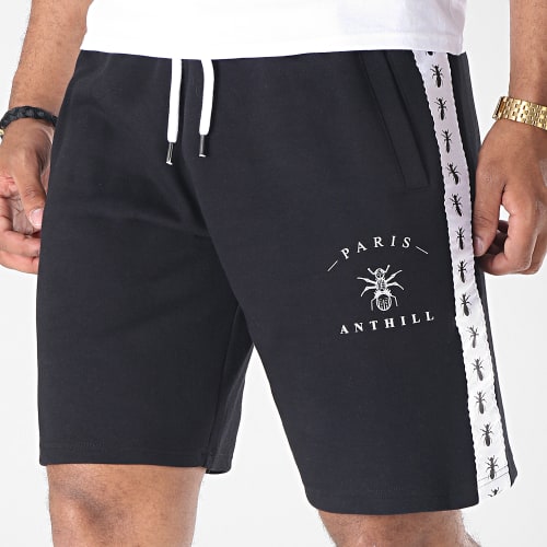 Short Jogging Avec Bandes Tape Noir Blanc