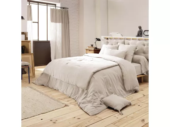 OUREA - Couvre-pied 150x150cm Capitonné Gaze de Coton Pampa