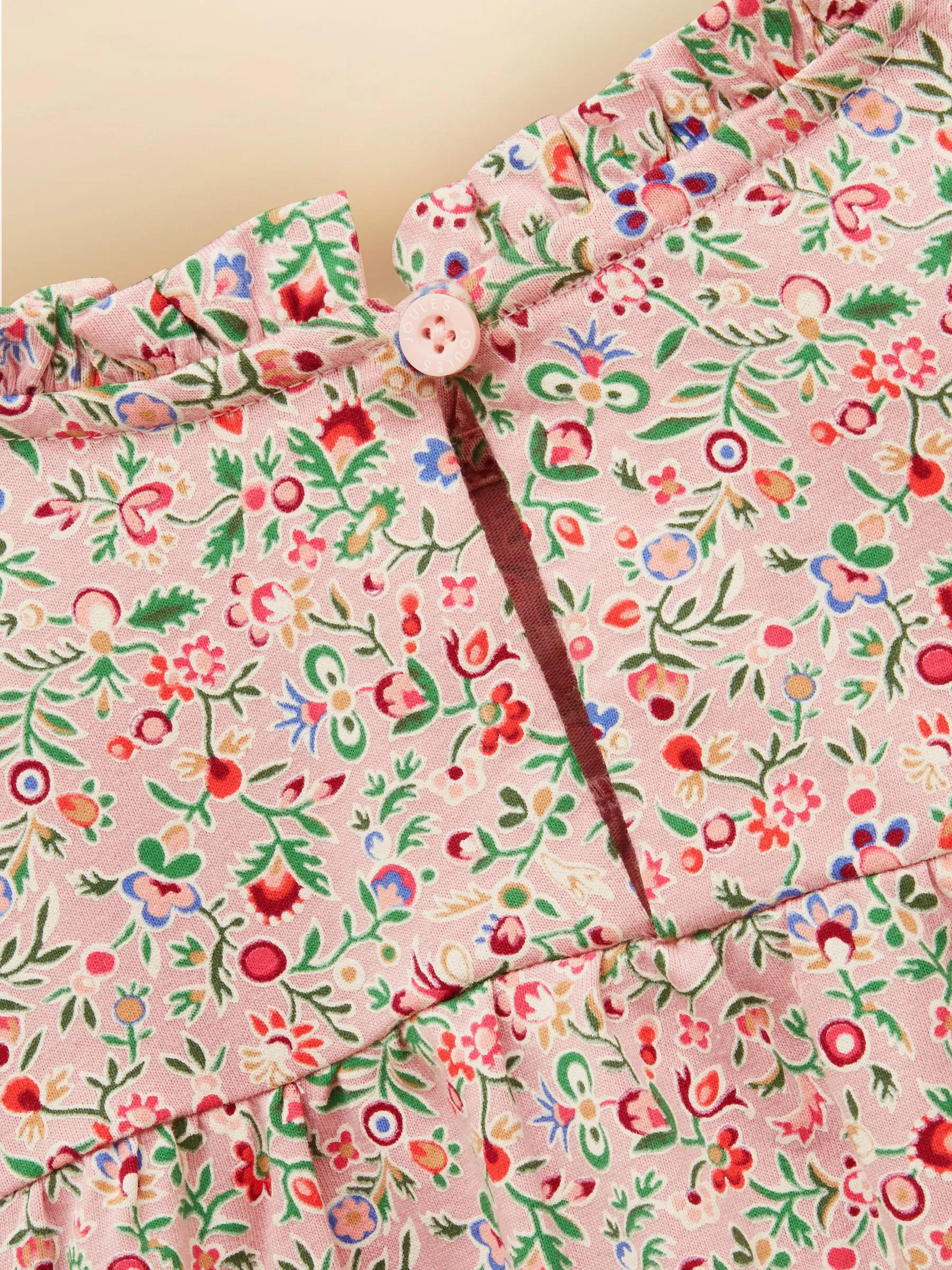 Roze met vrolijke print - Joules Girls' Flutter Long Sleeve Cotton Top