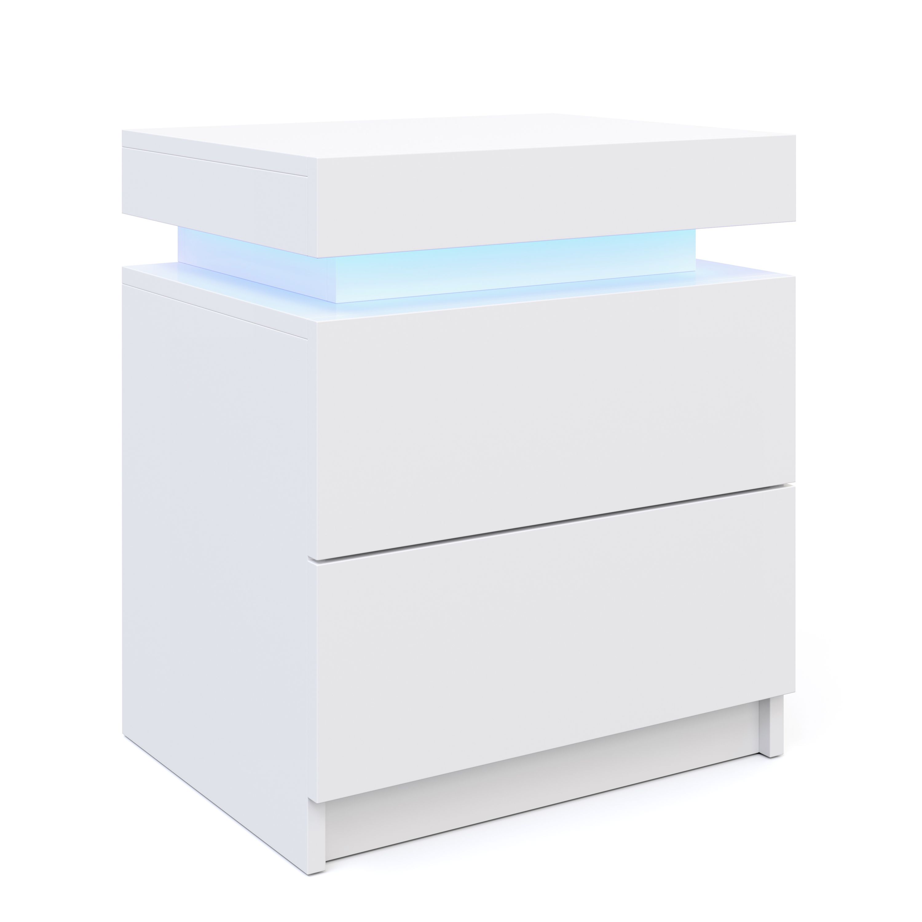 Nachttisch LED MOYA 2 Schubladen weiss