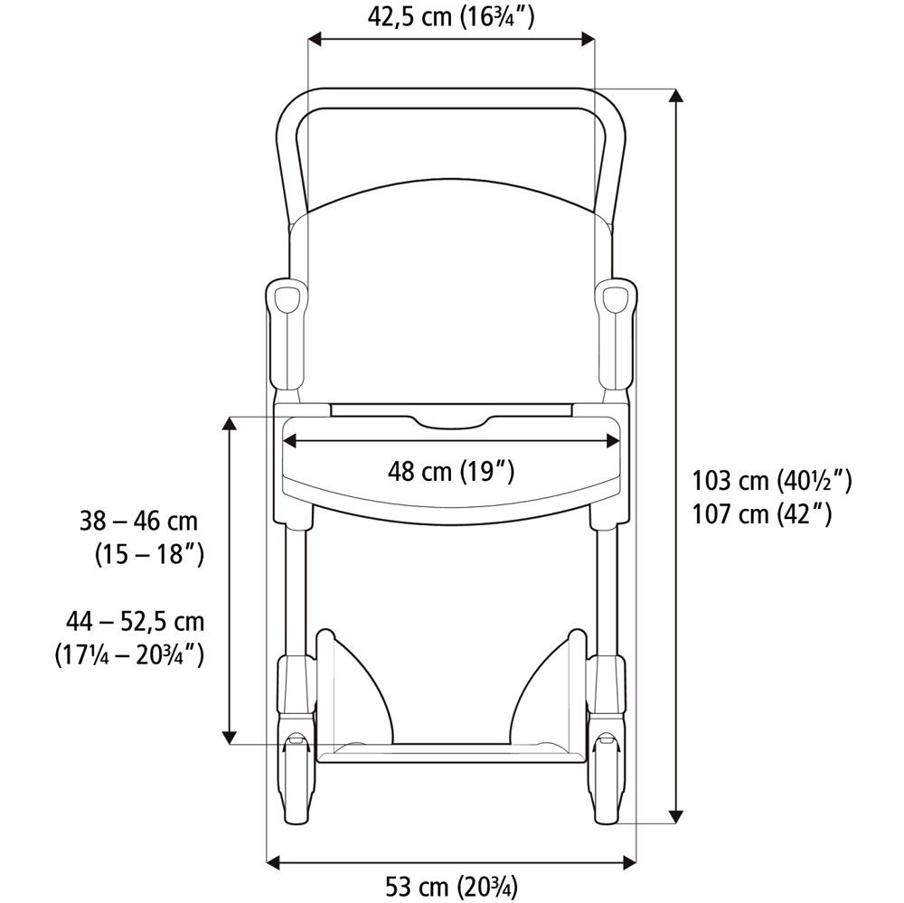 Etac Clean Dusch- und Toilettenrollstuhl Standard Comfort