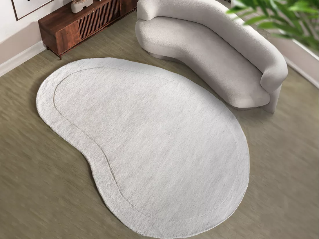 Tapis organique 100% laine fait à la main - 200 x 300 cm - 2200g/m2 - Crème - WILLOW