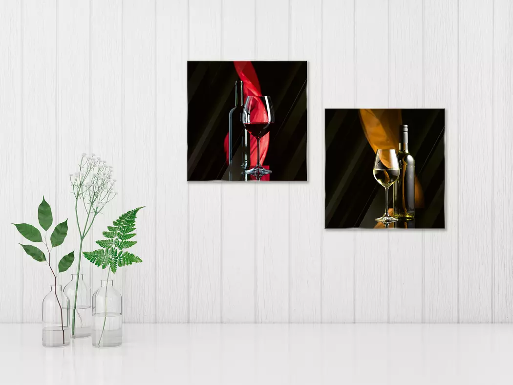 Glasbild 20 x 40 cm Wine I 2tlg.
