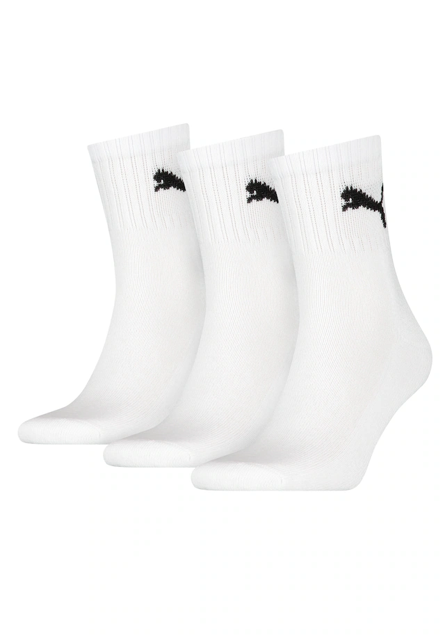 PUMA Sportsocken »short crew« 3 Stk. tlg. gepolsterte Frottee-Sohle, atmungsaktiv