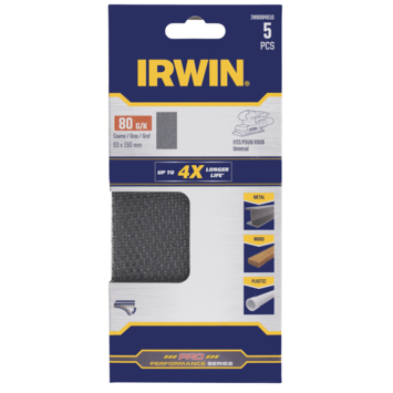 Irwin schuurgaas 190 x 93 mm K80 zelfhechtend 5 stuks.