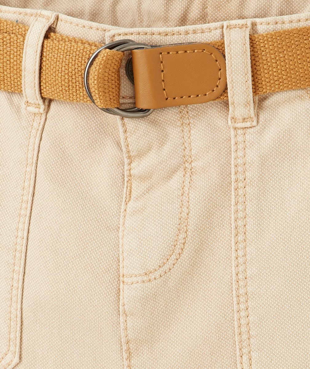 PANTALON DROIT BÉBÉ GARÇON EN FIBRES RECYCLÉES BEIGE AVEC CEINTURE