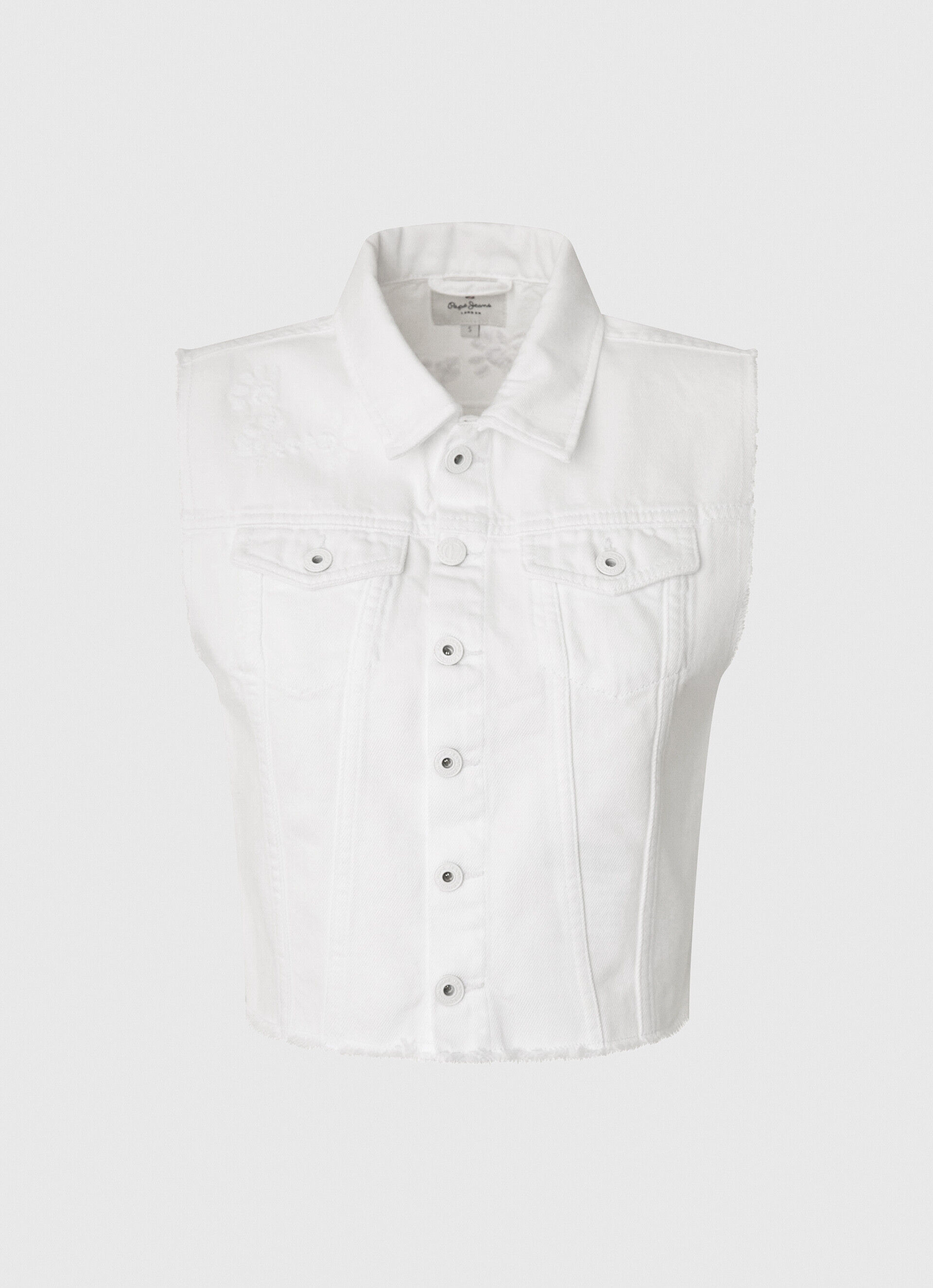 CHALECO VAQUERO FLORES BORDADAS - denim