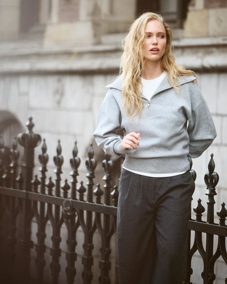 Lune Active Olly Half Zip Knit Sweater Grijs Damestrui