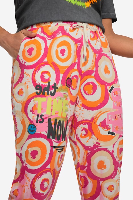 Joggpants, Straight Fit, Batikprint, Schriftzüge, Elastikbund