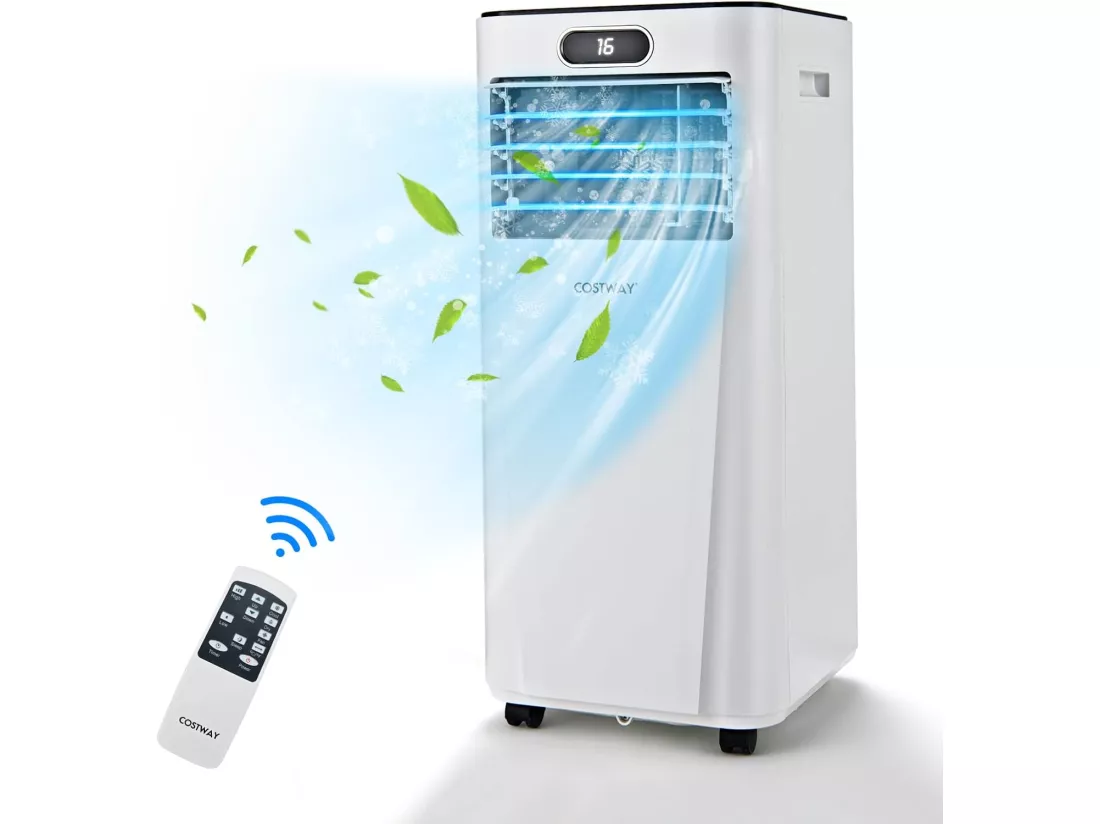 Climatiseur Mobile 4 en 1 R290 7000BTU 15 ㎡ [Classe énergétique A] Rafraîchissement, Déshumidification, Ventilateur et Mode Nuit (Blanc)