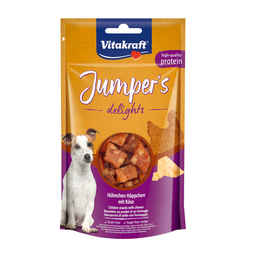 Petiscos para cães Vitakraft Jumper's Delights sabor frango e queijo