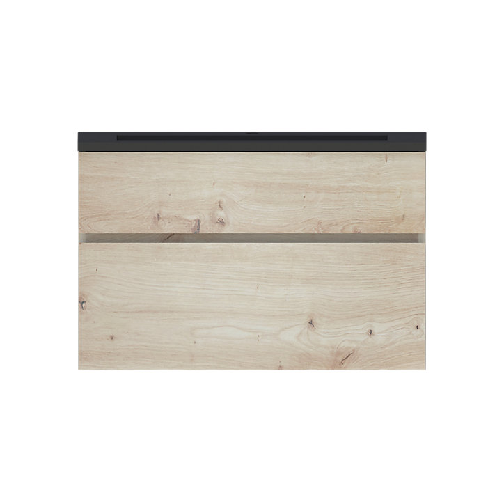 Plan vasque en résine noir faible profondeur blanc Calao 90 cm