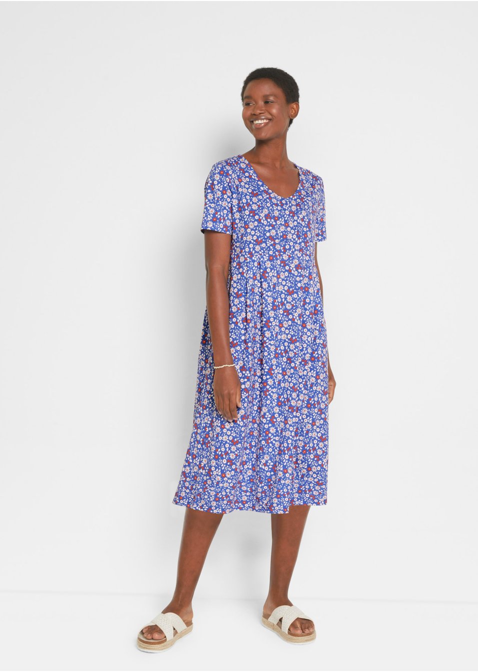 Robe en jersey coton, longueur midi
