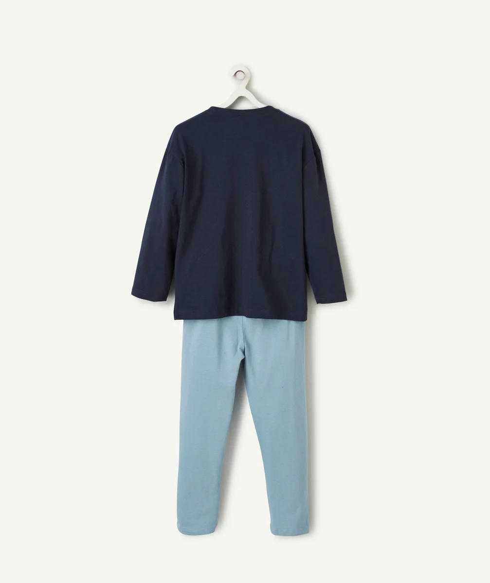 PYJAMA MANCHES LONGUES GARÇON EN COTON BIO BLEU THÈME CAMPUS