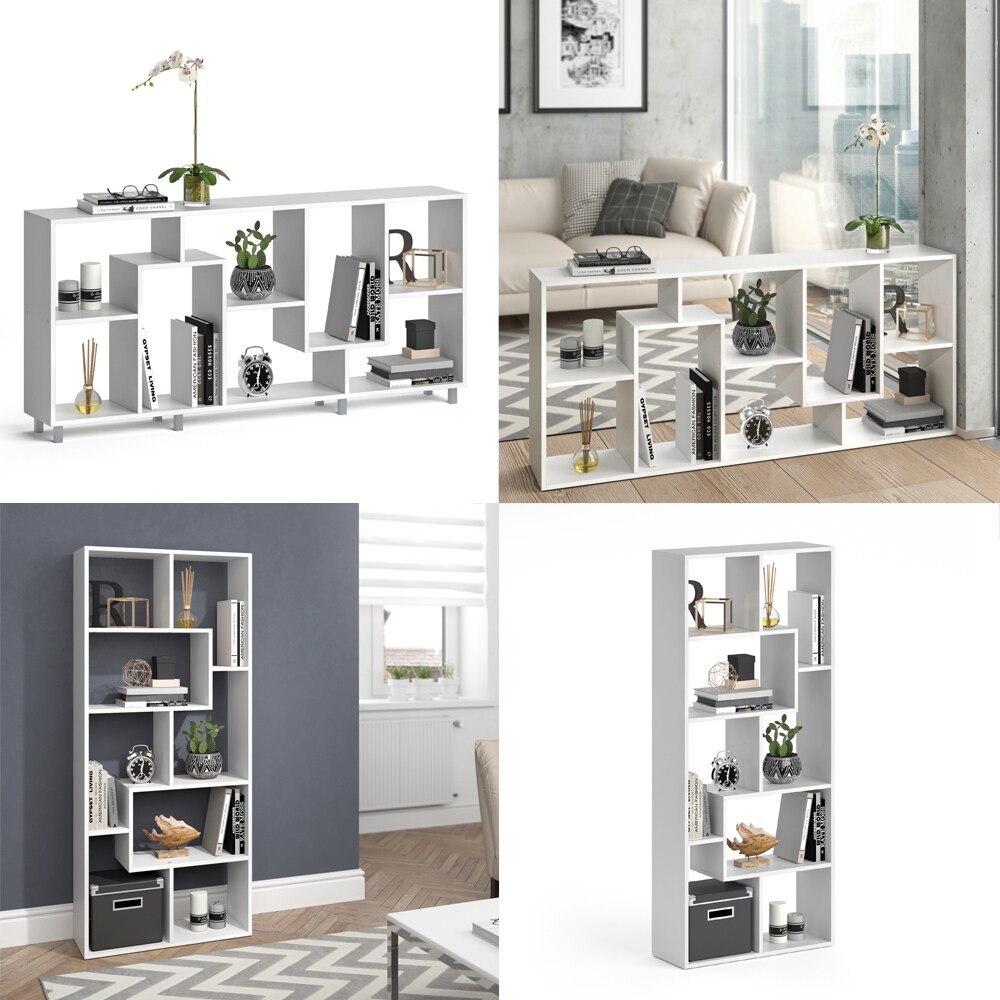 Vicco Raumteiler Noa Bücherregal Standregal Aktenregal Hochregal Regal Weiß