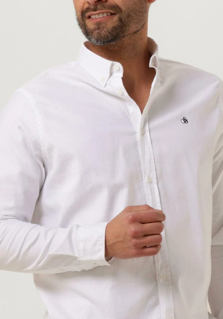 SCOTCH & SODA witte scotch & soda casual overhemd essentials - organic oxford regular fit shirt