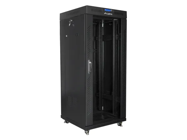 Lanberg - Rack kabinet - med 2 køleblæsere, display - sort, RAL 9004 - 27U - 19