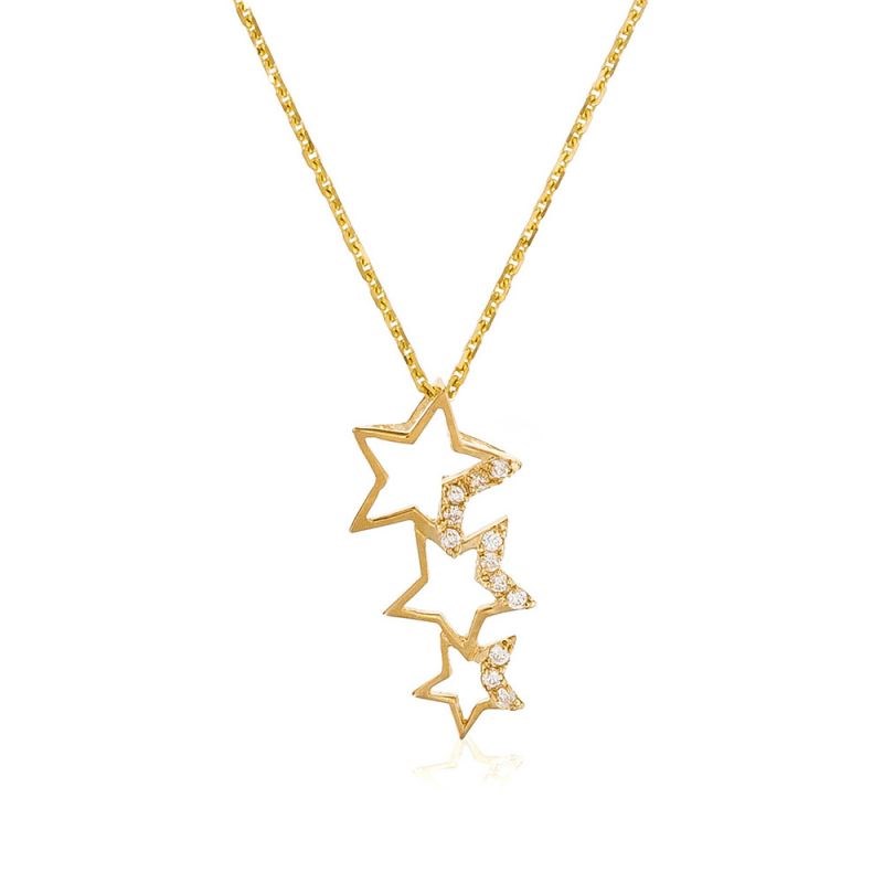 Pendentif Or Jaune et oxydes de zirconium  