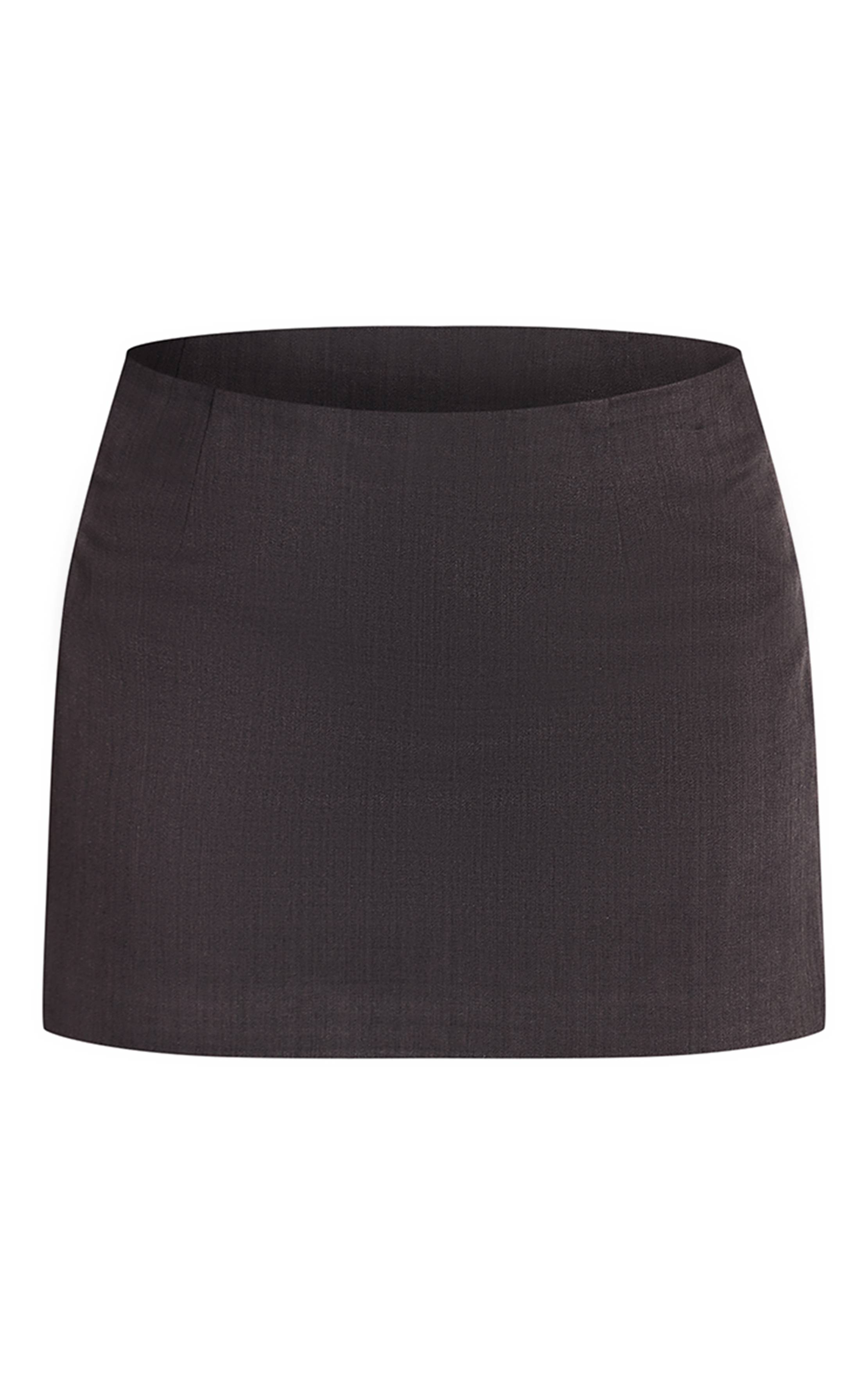 Gris Foncé Ensemble Jupe Mini Ajustée Coordonnée