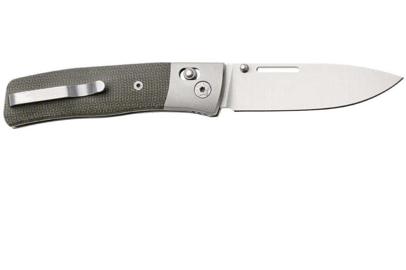 LionSteel NiNi NN2 CVG M390 Satin, Titanium Bolsters, Green Canvas Micarta, zakmes, Gianni Pauletta design