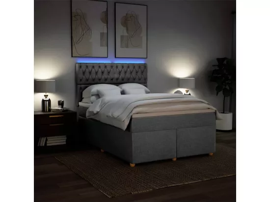 Sommier à lattes de lit avec matelas Gris clair 140x190cm Tissu