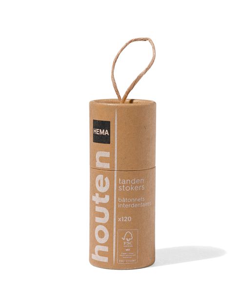 120 cure-dents en bois extra fins dans des cylindres.