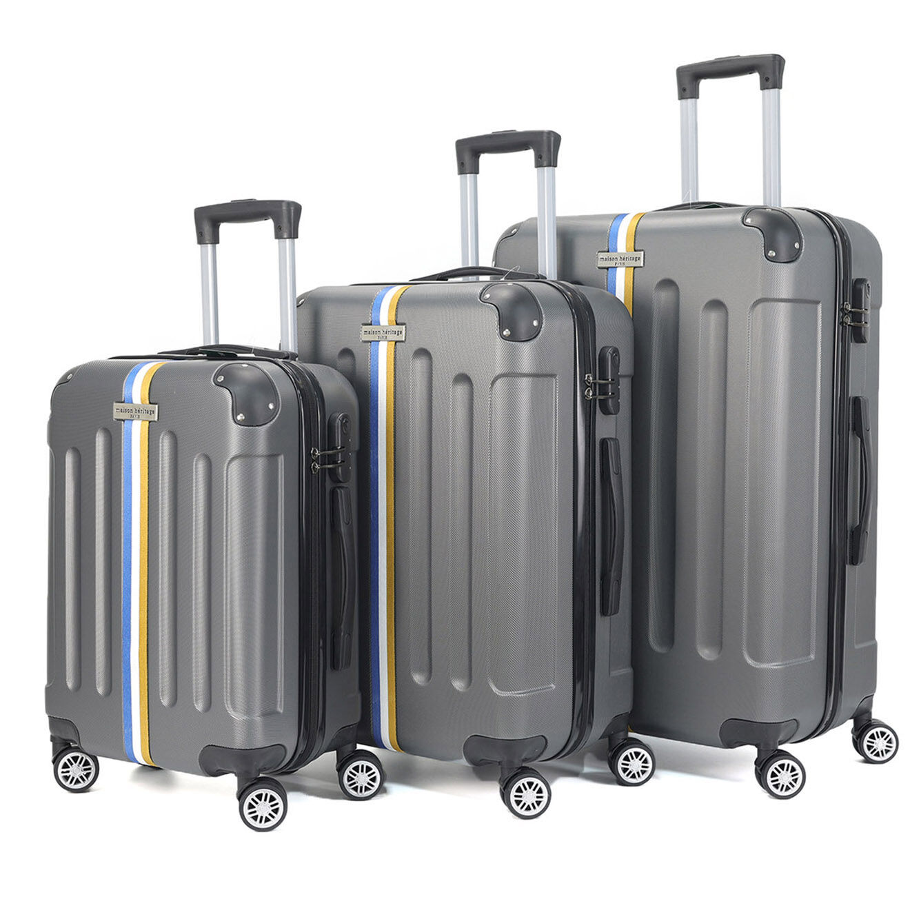 Maison Héritage 3 Valises 4 roues doubles Rivoli 55/65/75 cm gris foncé