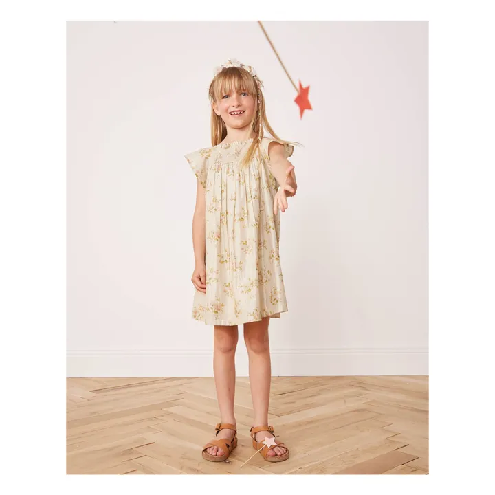 Bonton Robe Reveuse Fleurie Métallisée | Ecru