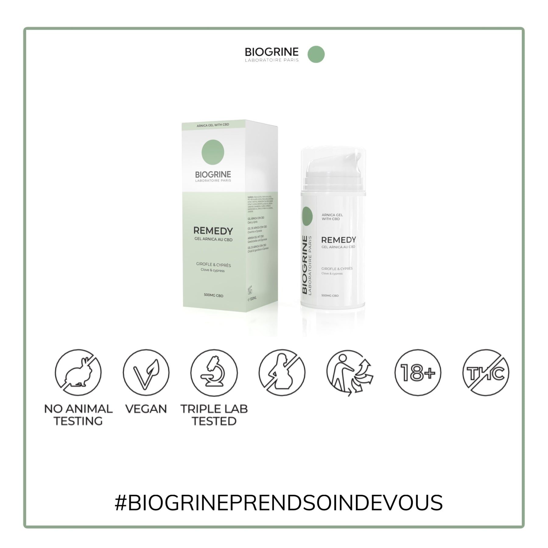 BIOGRINE „REMEDY“ ARNIKA-GEL MIT CBD  NELKE & ZYPRESSE