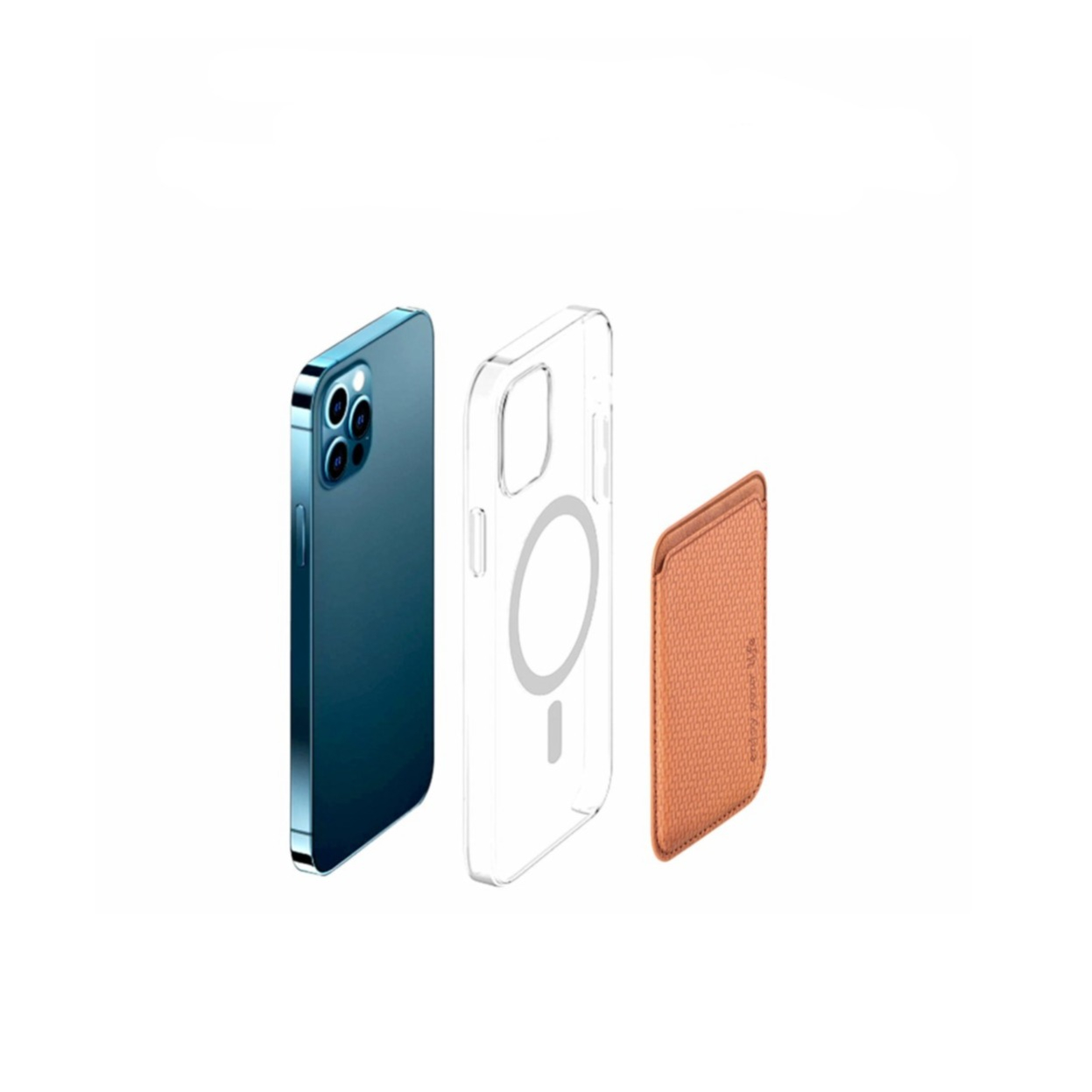 Magnetische MagSafe iPhone Leder Wallet Kreditkarten Halterung in Carbon Optik - Braun