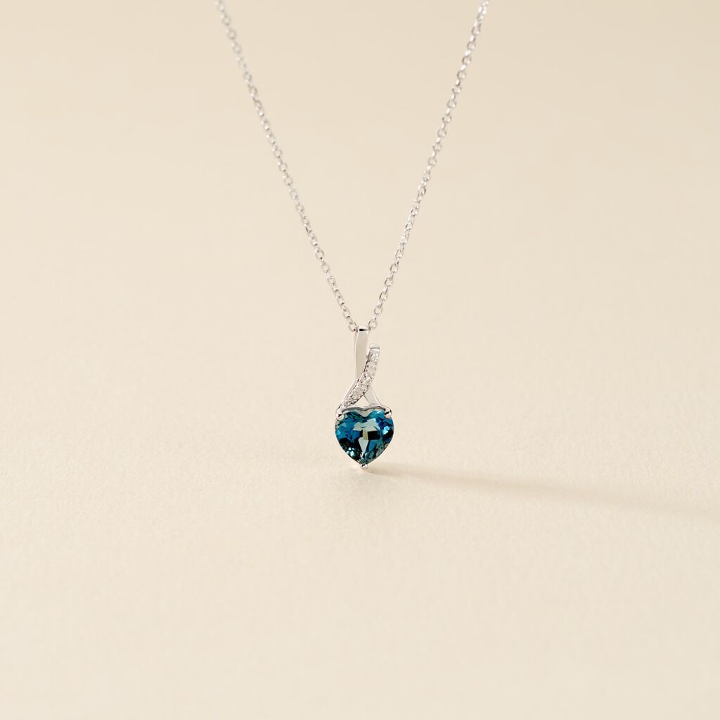 Collier Clothilde Or Blanc Topaze Et Oxyde De Zirconium