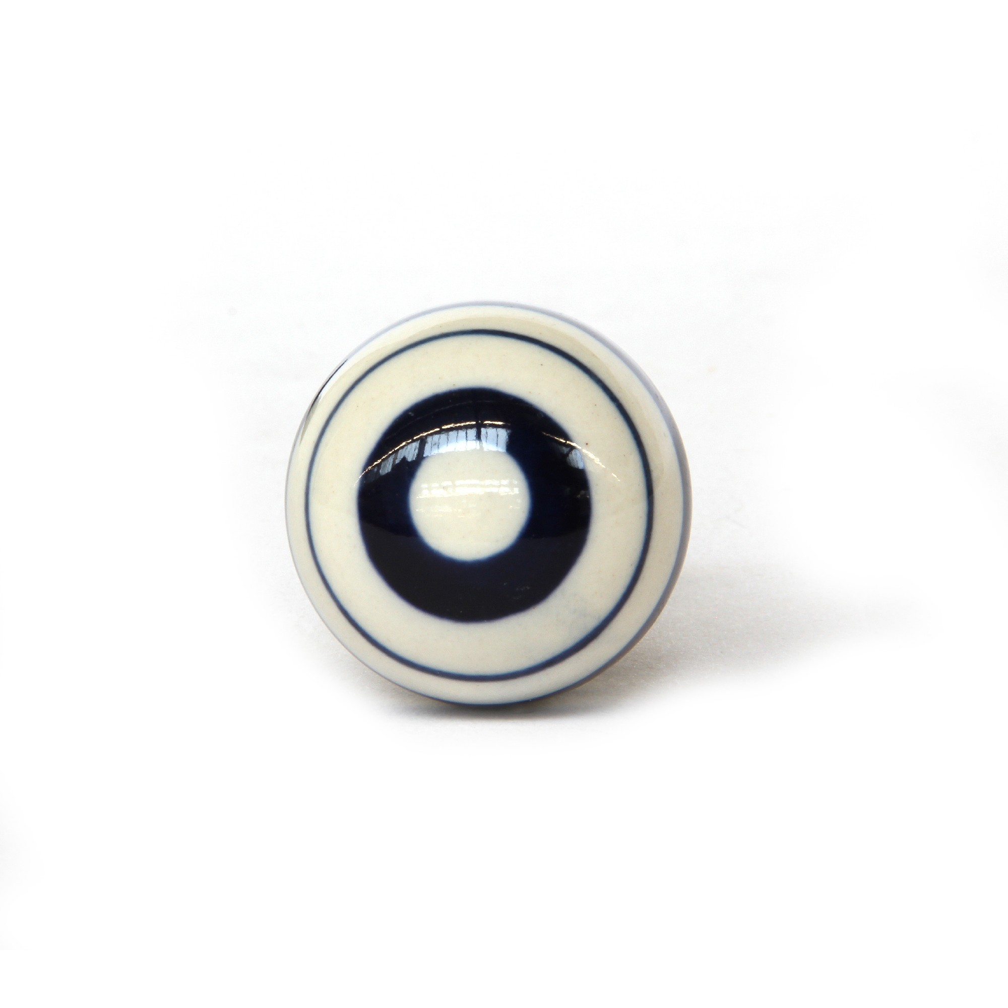 Keramik-Knauf 'Ringe', blau, weiß, T 4 cm, B 4 cm, H 3,5 cm günstig bestellen