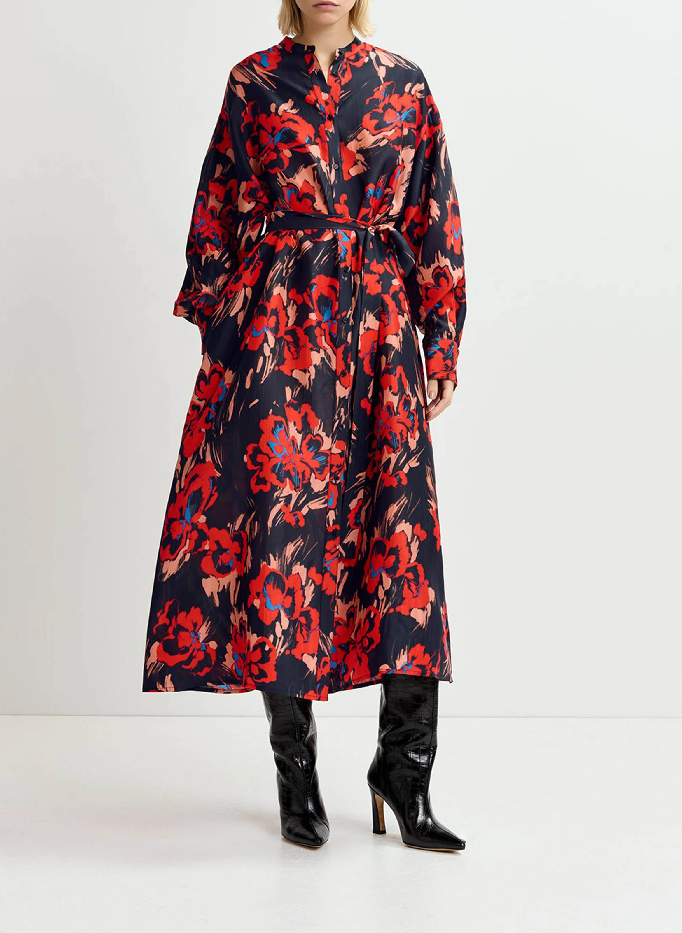 GALADRIEL - Robe longue col rond en soie | Multicolore