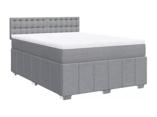 Sommier à lattes de lit avec matelas Gris clair 160x200cm Tissu