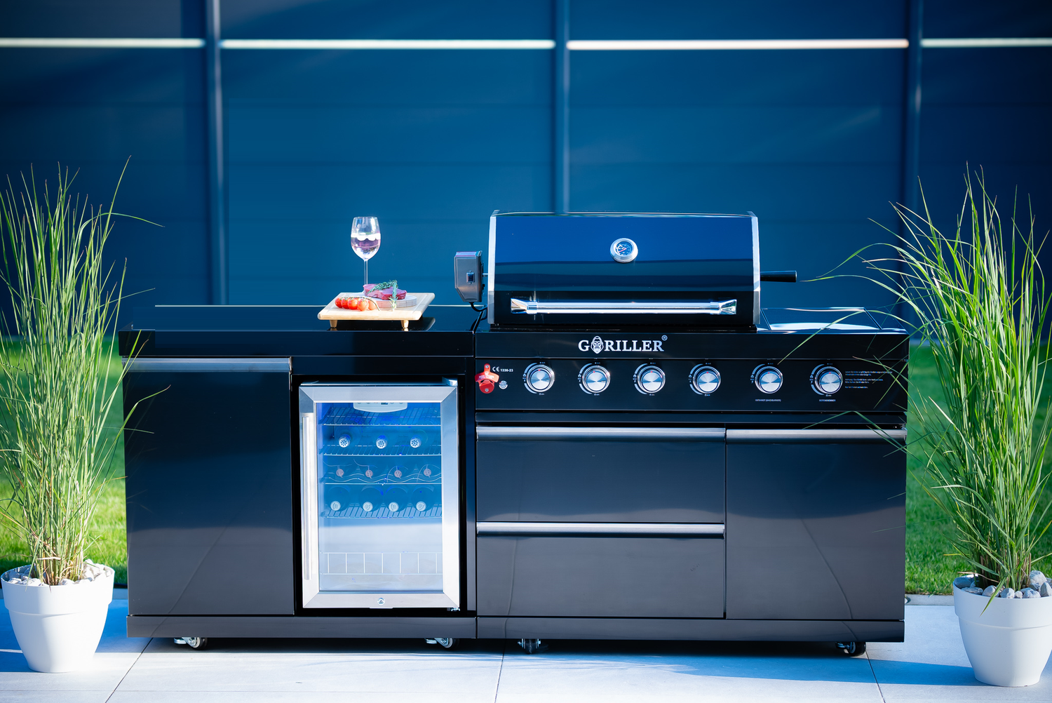 GORILLER® Grillmaster FUSION LITE Rockster - RVS/Zwart - Voorgemonteerd, 230x58x90cm, Incl. Graniet