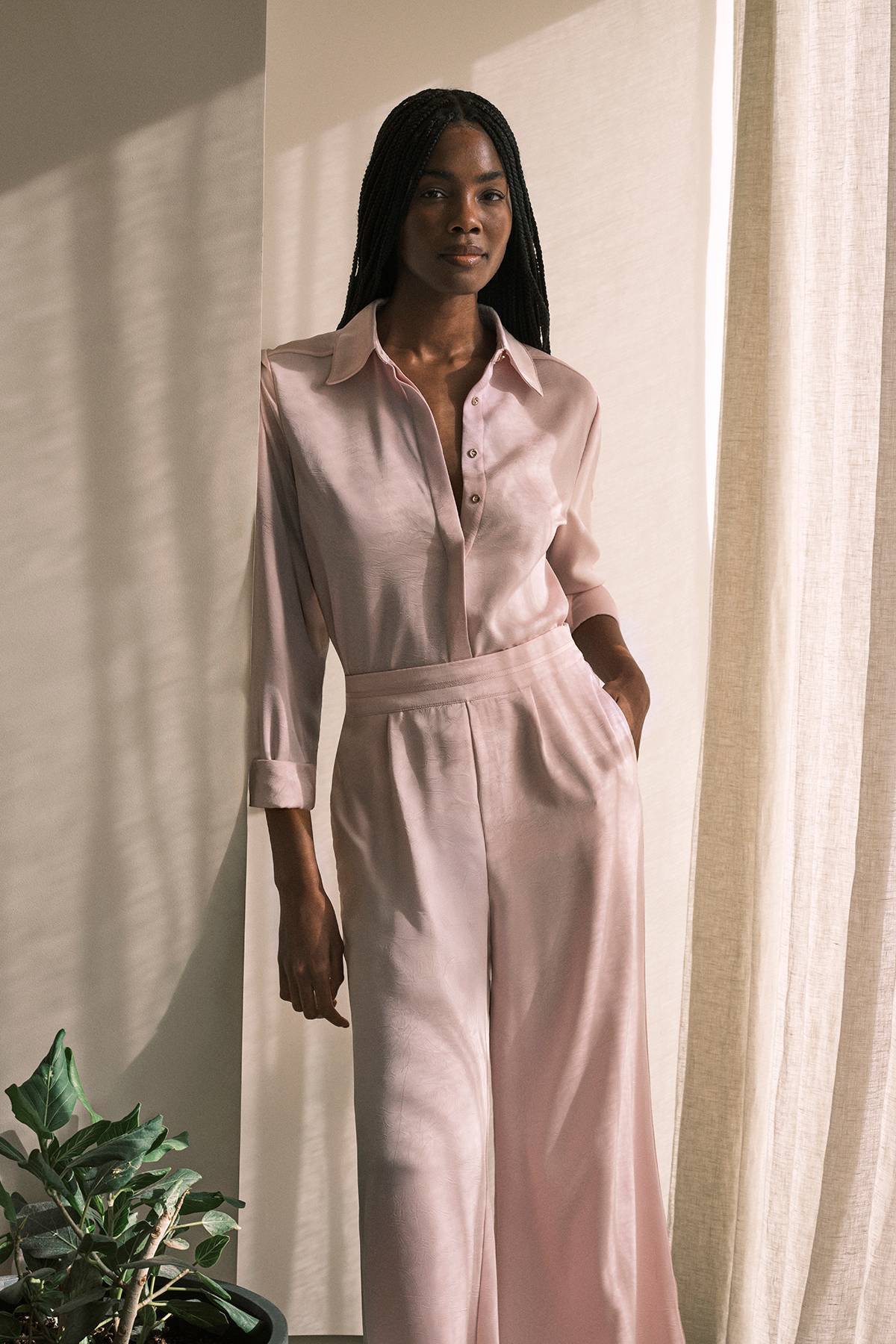KarenMillen Pantalon Ample En Satin Martelé Tissé