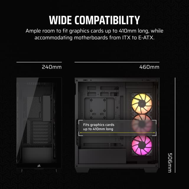 Corsair 3500X ARGB PC kabinet (sort/glass)