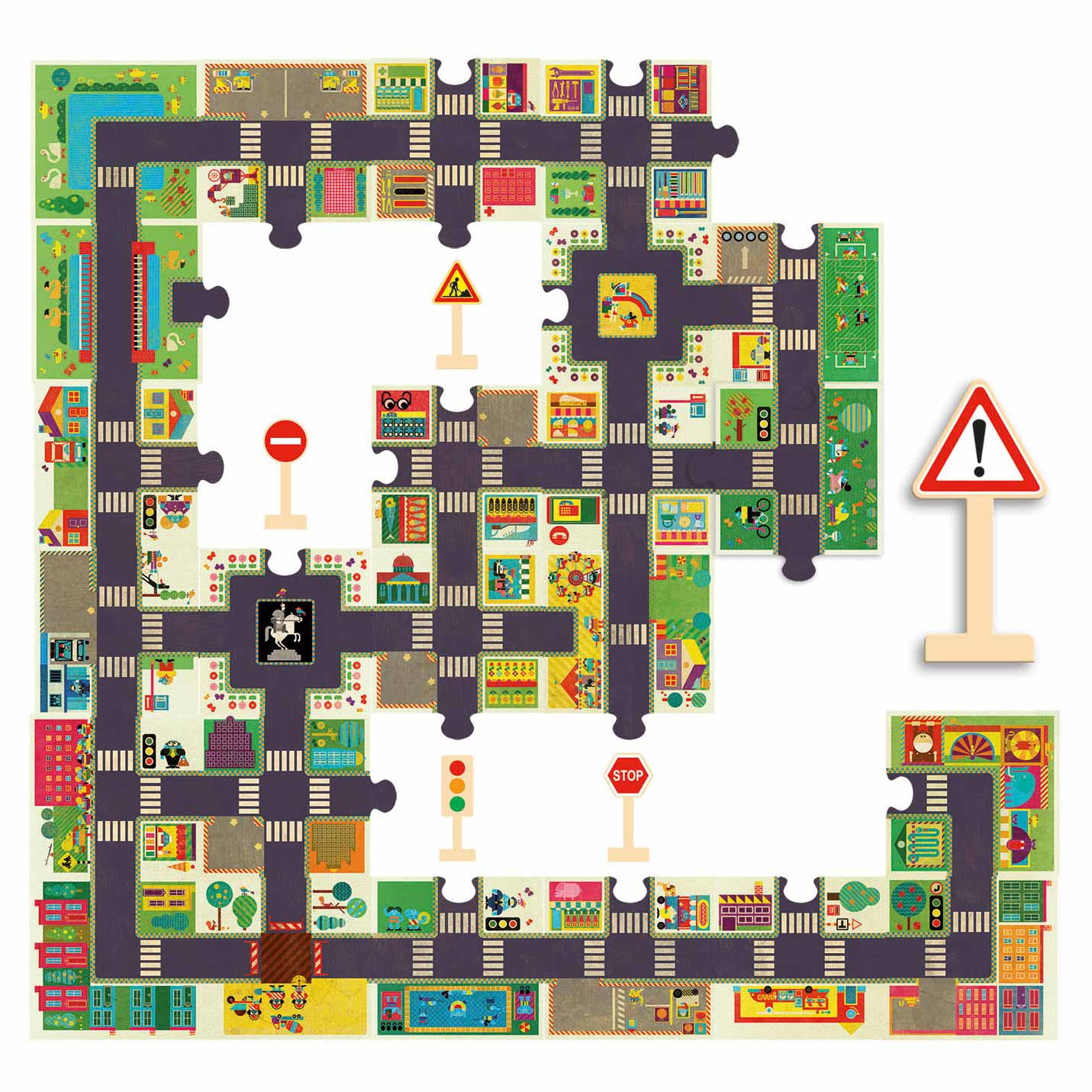 Djeco Grote Vloerpuzzel De Stad, 24 st.