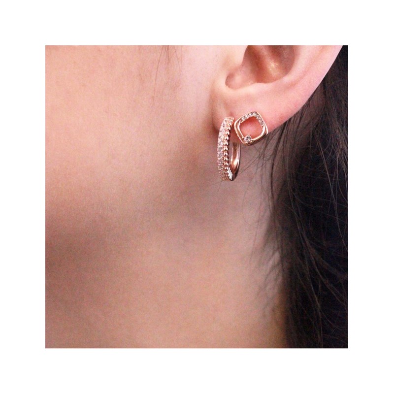 Boucles d'oreilles Adelise - Or Rosé et Cristal