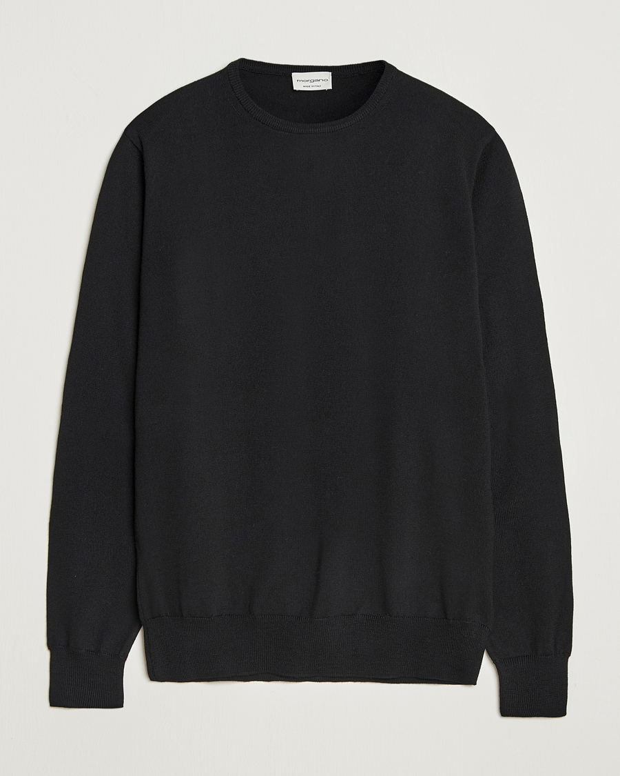 Morgano Extra Fine Merino Wool Crewneck Black