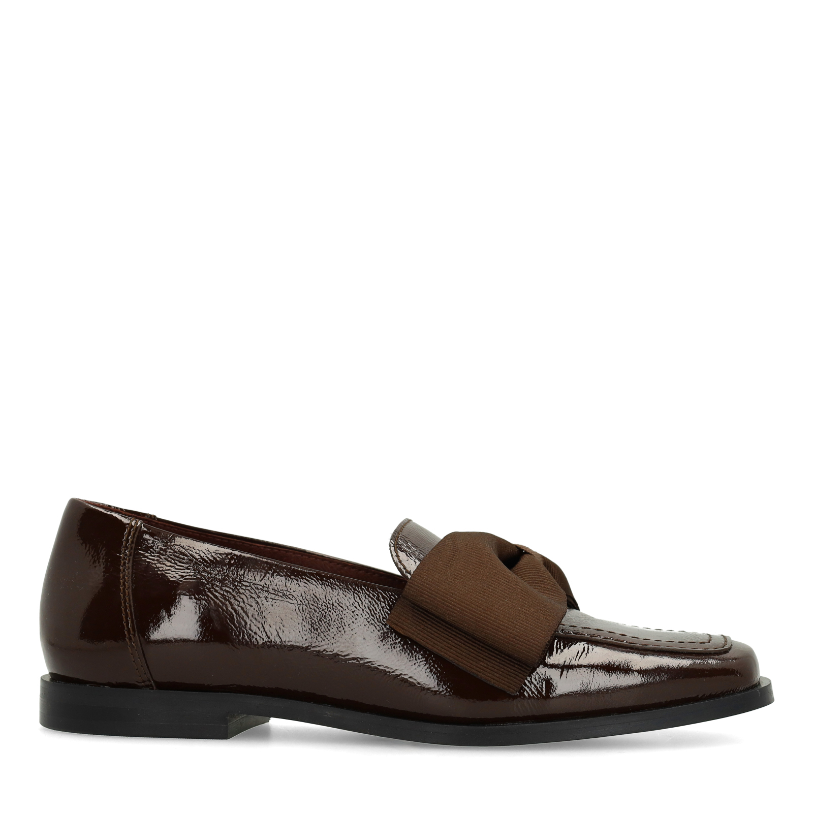Bruine lakleren loafers met strik